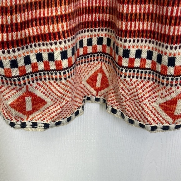 MAX SPORT - Ivory & Orange Long Boho Peruvian Fringe Beautiful Open Cardigan M - Picture 13 of 13